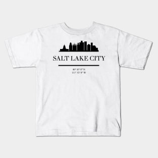 SALT LAKE CITY UTAH BLACK SILHOUETTE SKYLINE ART Kids T-Shirt